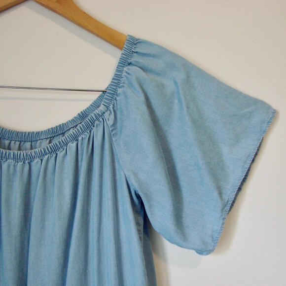 Miss Sixty Dress Y2K Blue Chambray Boho Peasant Ruffled Cowgirl XS Small - Picture 4 of 16